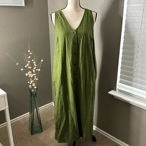Old Navy linen green maxi dress sleeveless button front size L